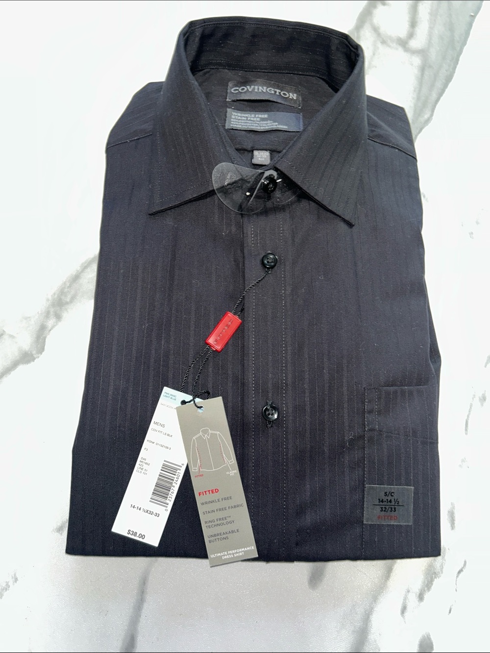 Covington Men's Black Pinstripe Dress Shirt